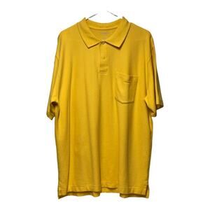 L L‎ Beam Mens Gold Polo Shirt Short Sleeve Casual Pocketed Cotton Blend Large